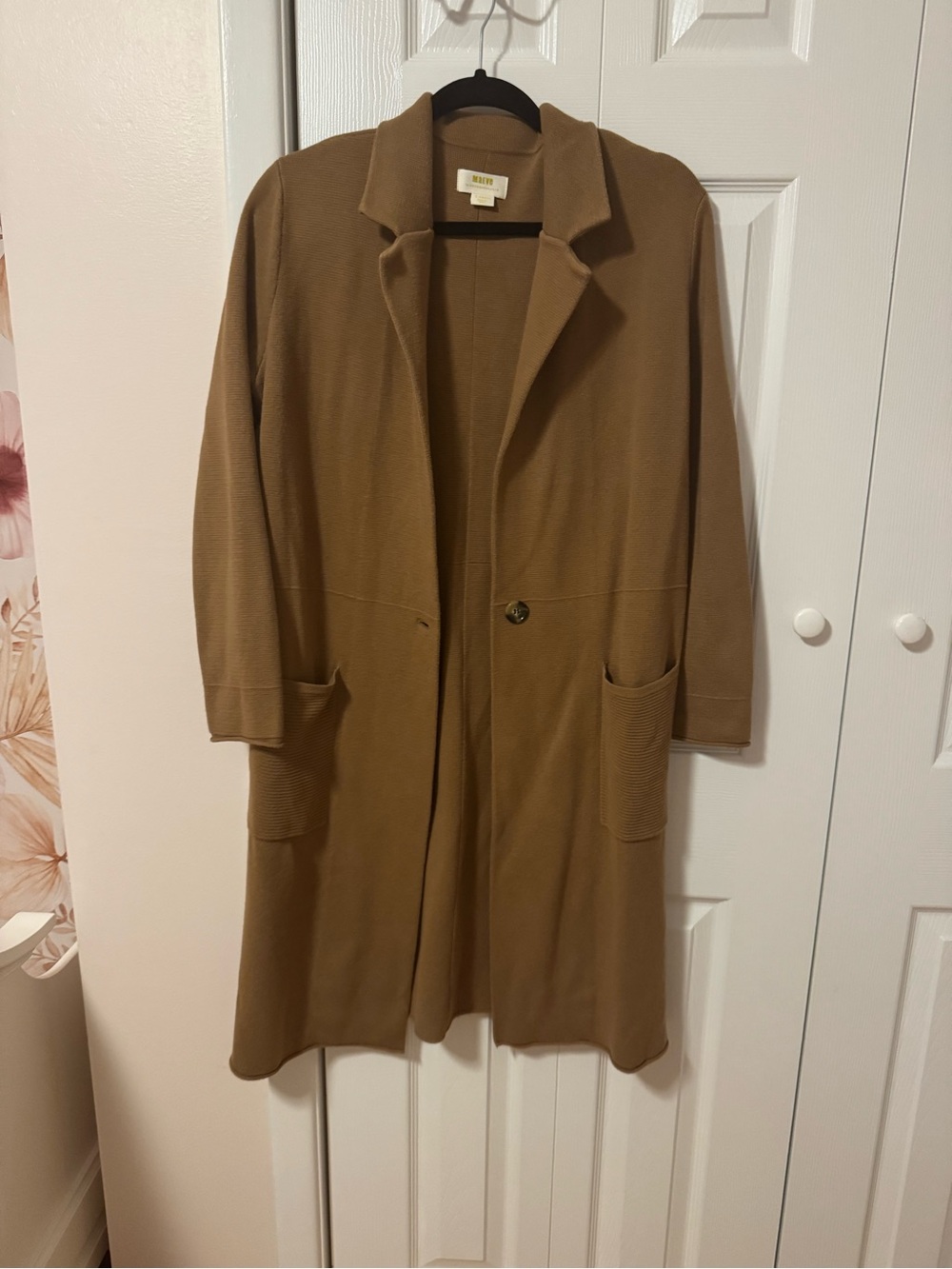 Maeve by Anthropologie Long Knit Cardigan Coat – XS – Camel Brown